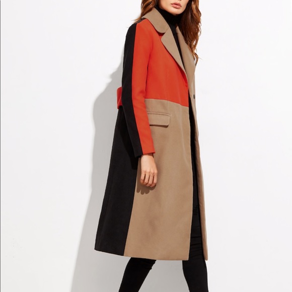 SHEIN Jackets & Blazers - Colorblock Double Breasted Coat